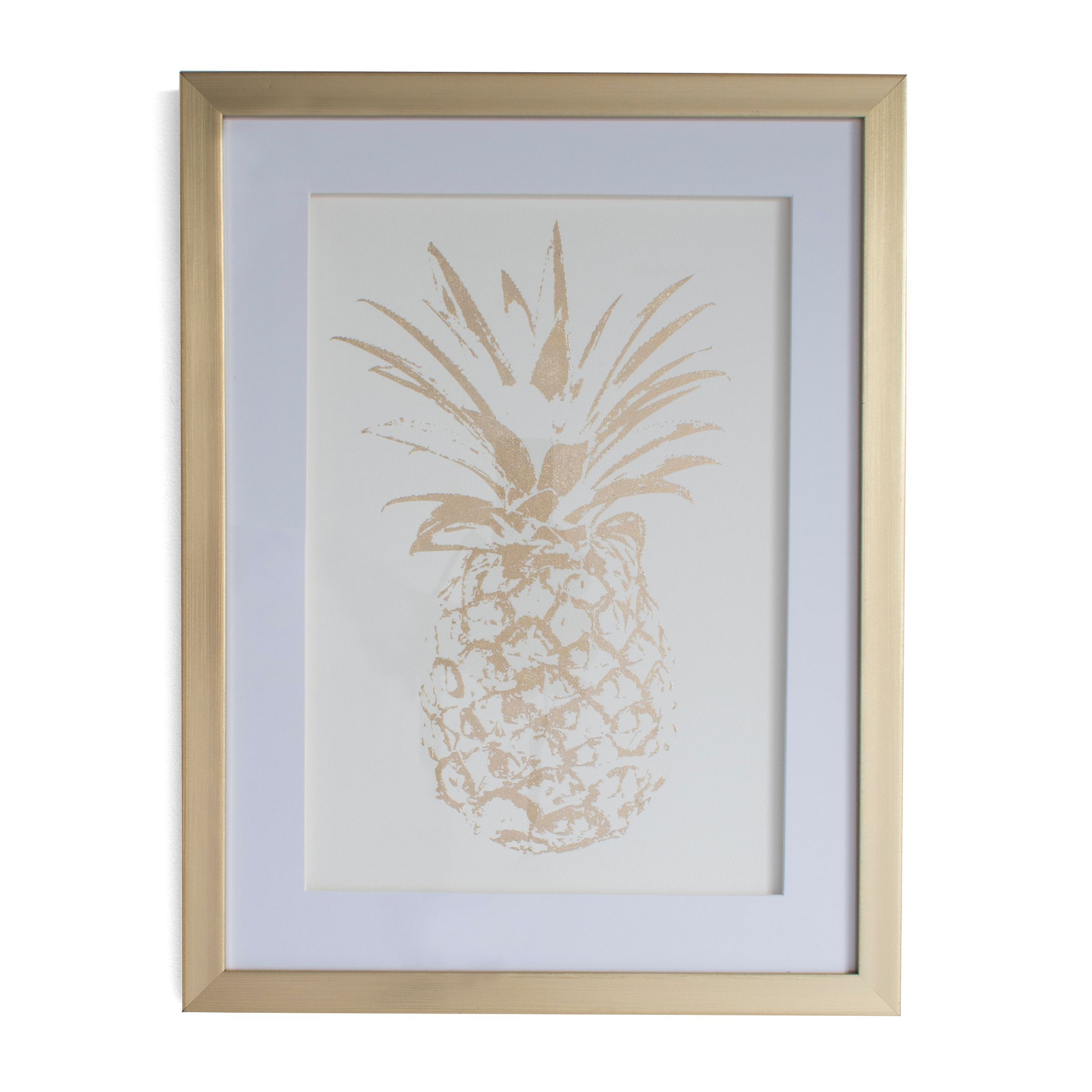 Pineapple White Framed print (H)430mm (W)330mm