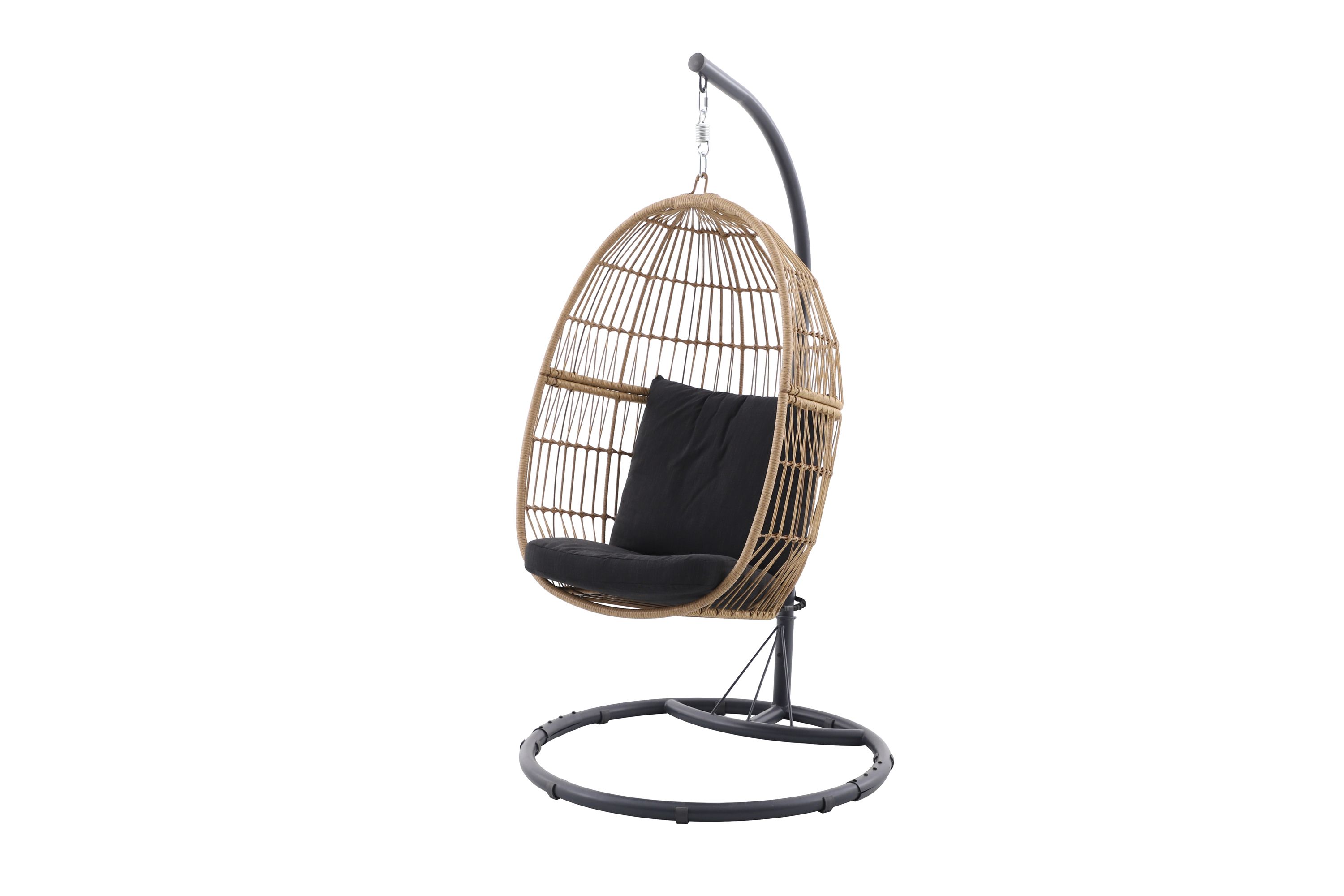 Apolima Brown & ebony black Rattan effect Hanging egg chair