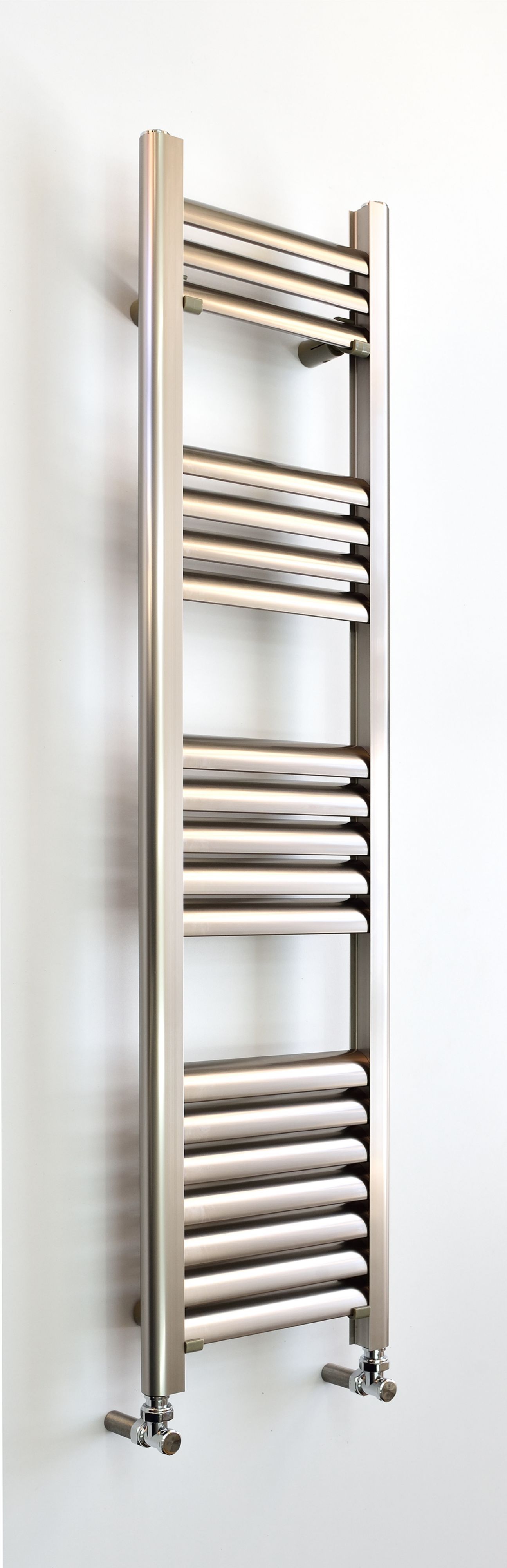 Accuro Korle Champagne Vertical Designer towel radiator Brushed aluminium (H)1200 mm (W)300 mm