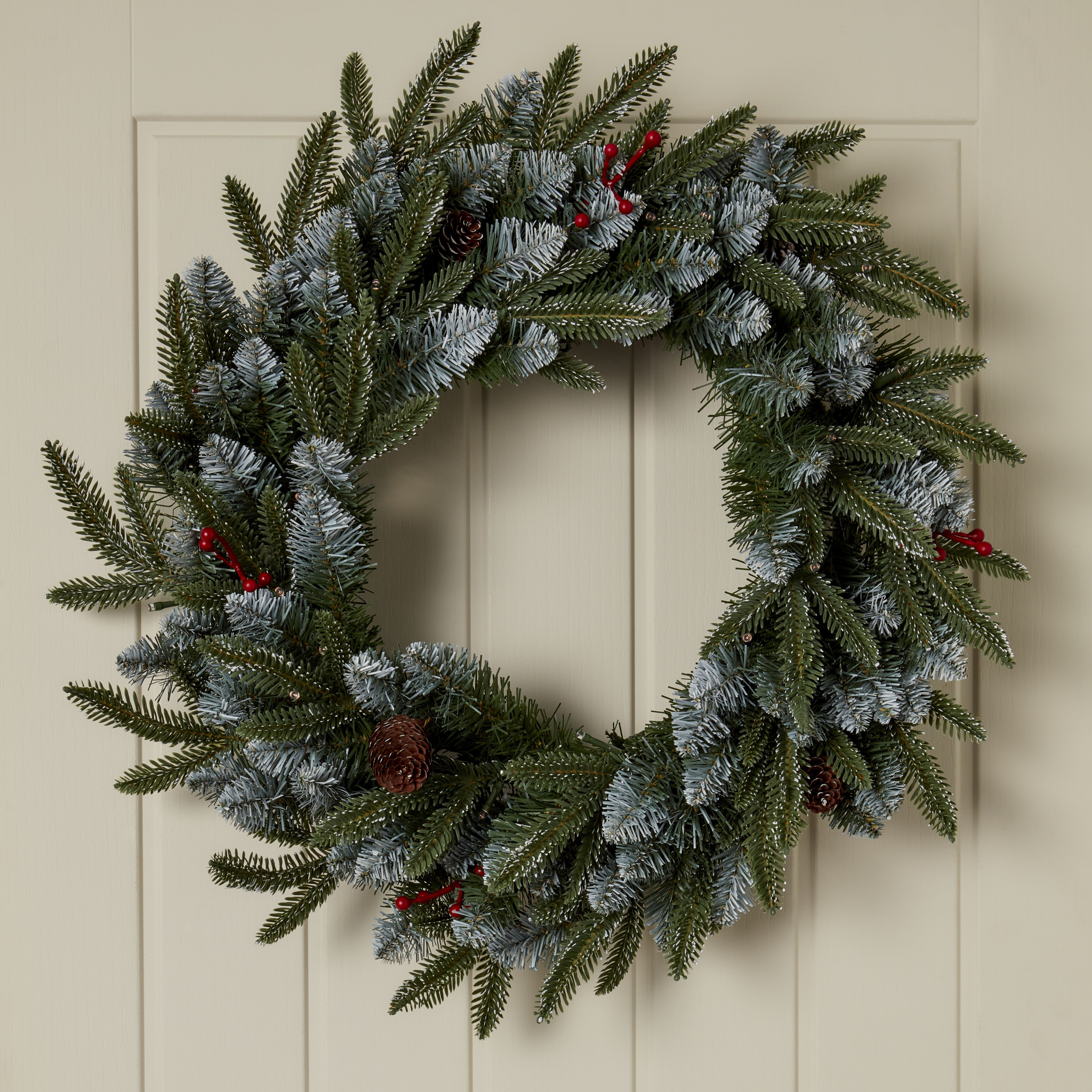 50cm Blizen Natural Pre-lit Christmas wreath - Green