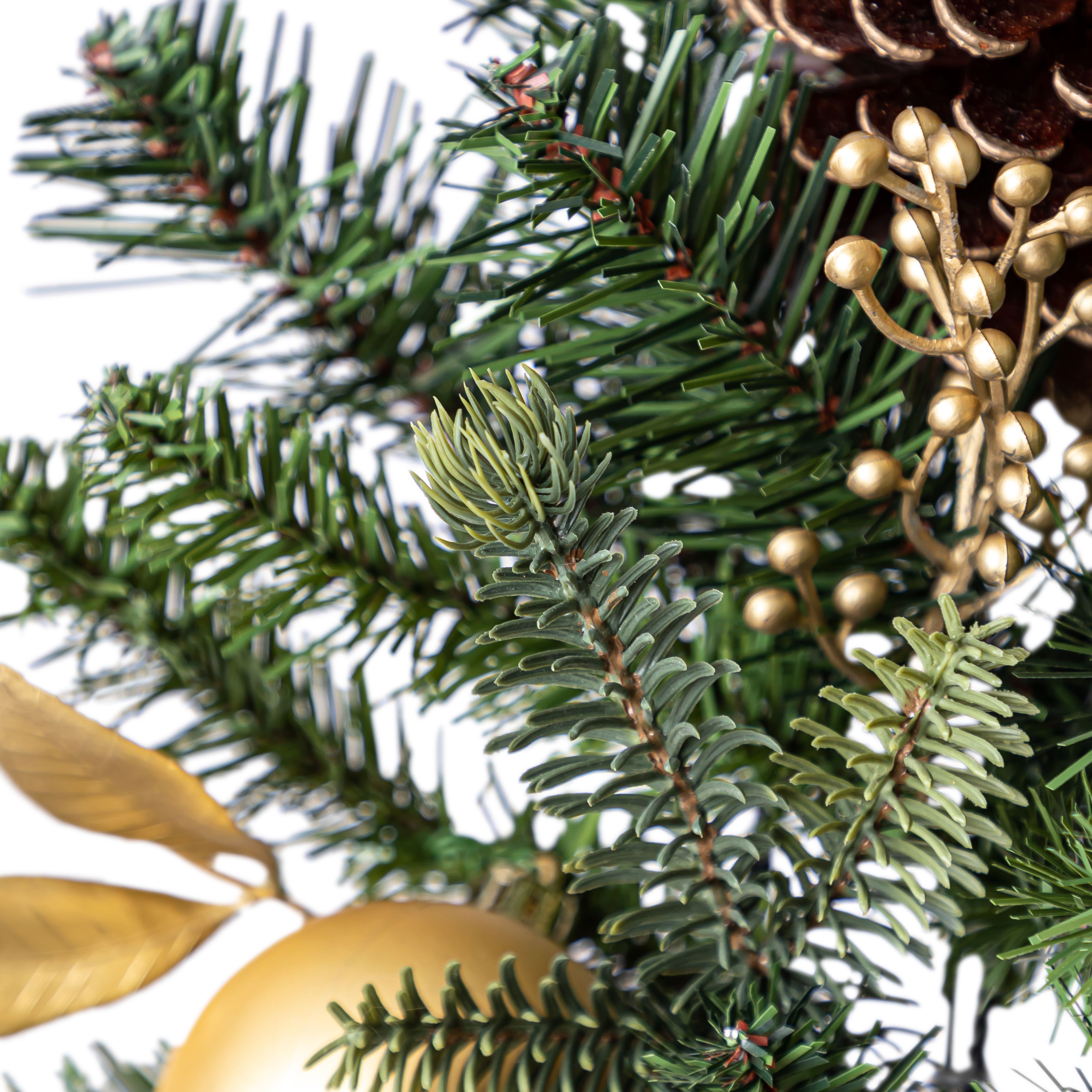 50cm Gold effect Pinecone & baubles Non-illuminated Wreath
