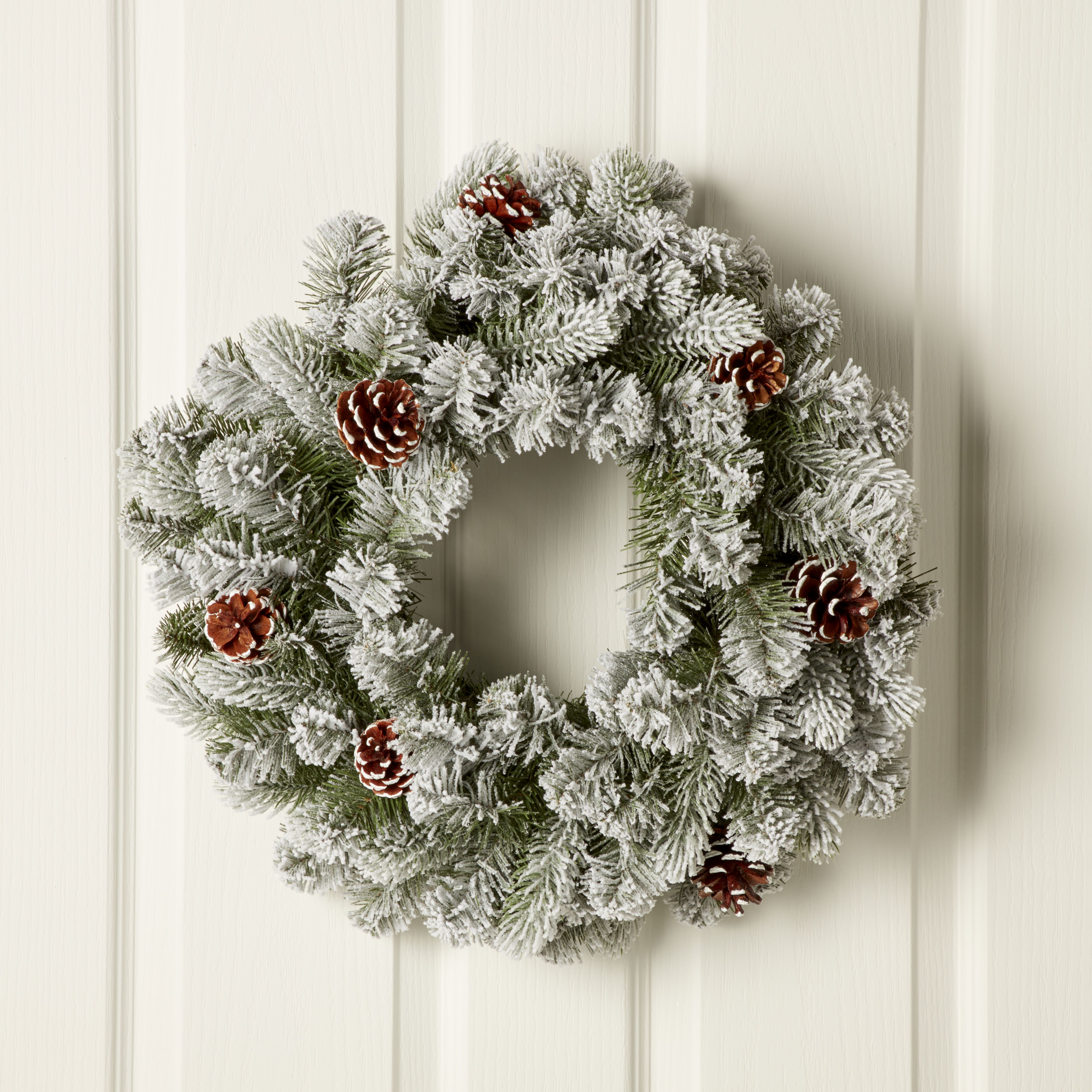 50cm Green Frosted Pinecone Non-illuminated Wreath - 8