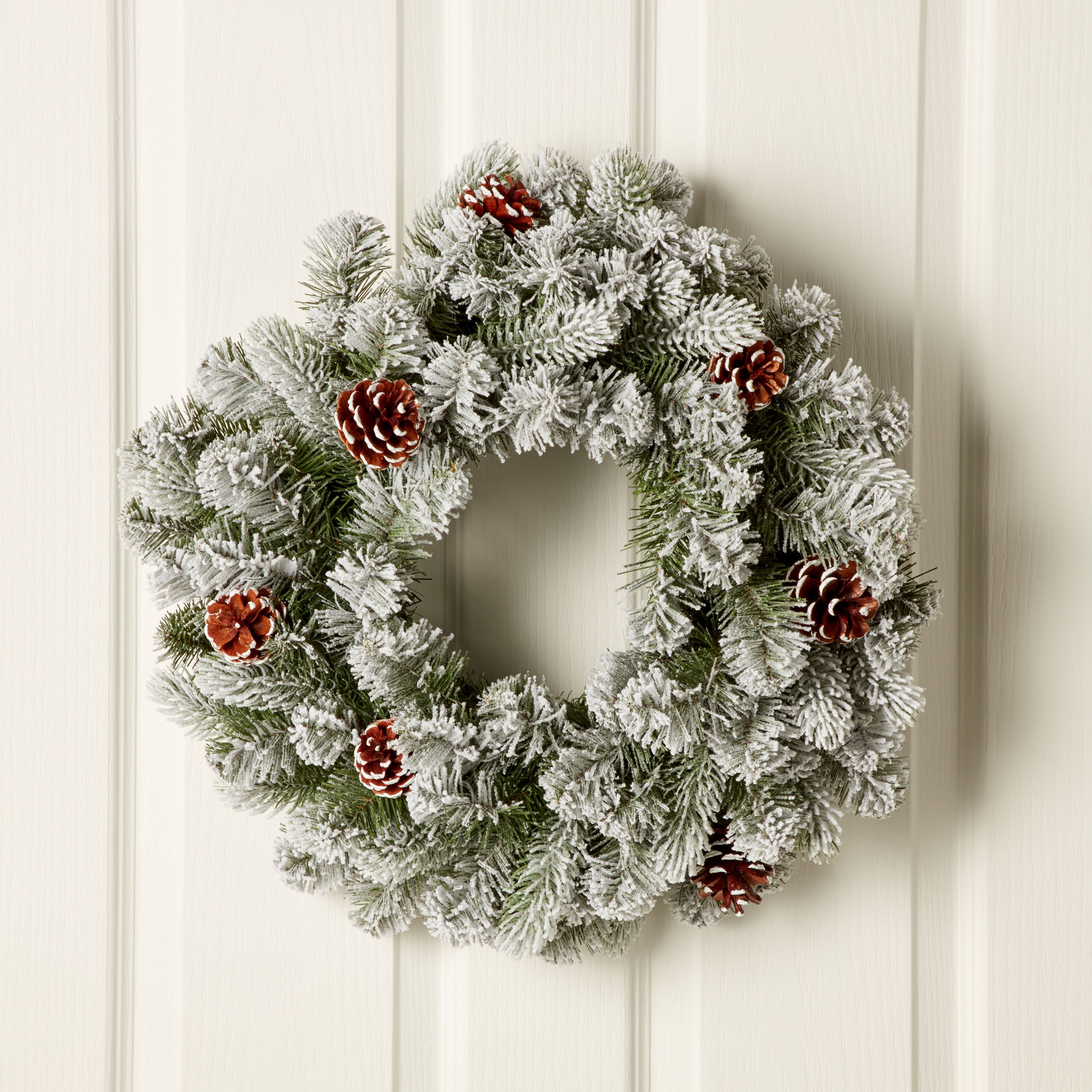 50cm Green Frosted Pinecone Non-illuminated Wreath - 11