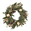 50cm Green Gold effect Baubles, berries & pinecone Wreath