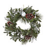 50cm Green & silver baubles, berries & pine cones Wreath
