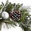 50cm Green & silver baubles, berries & pine cones Wreath