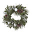 50cm Green Silver effect Baubles, berries & pinecone Wreath