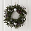 50cm Green Silver effect Baubles, berries & pinecone Wreath