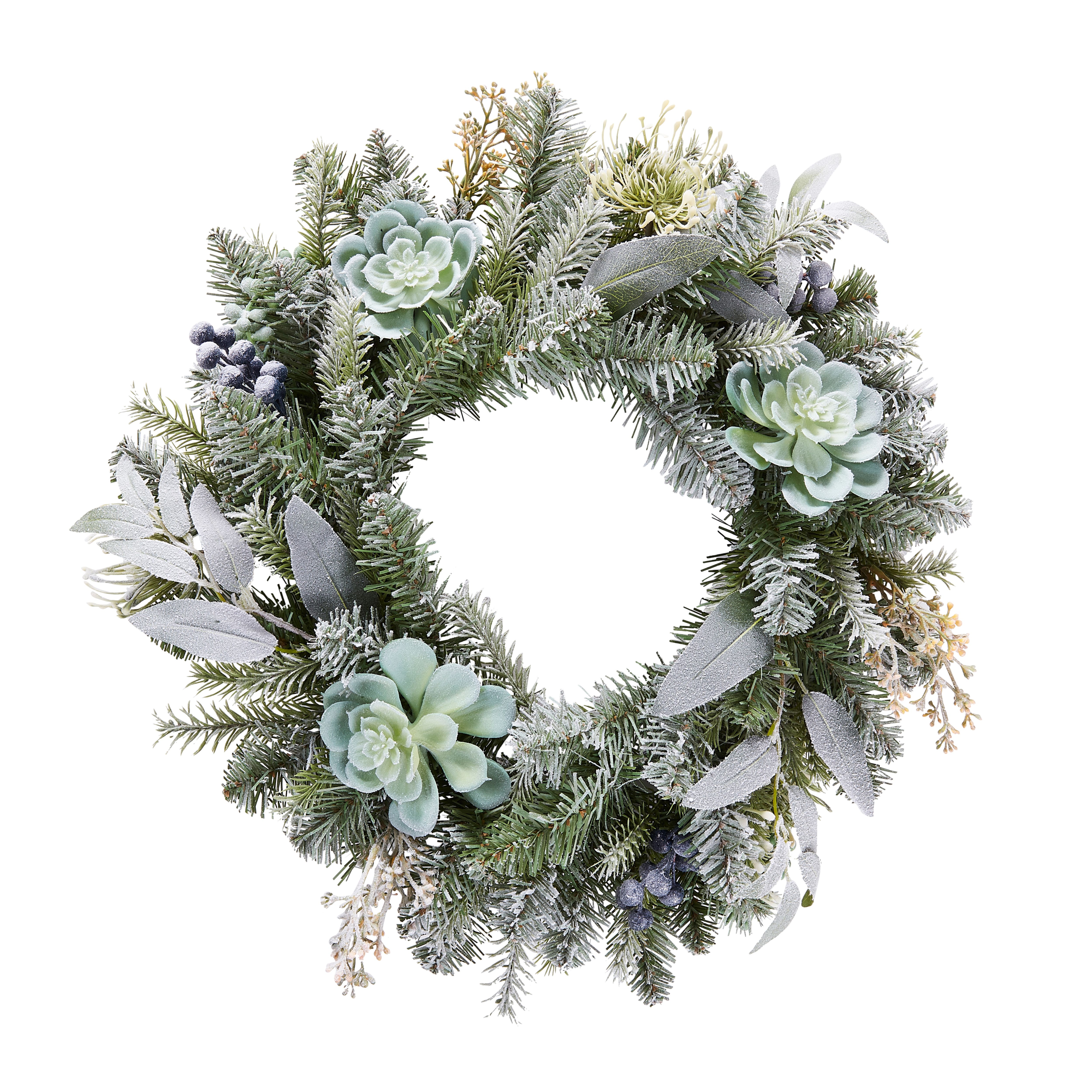 50cm Green Succulent & Foliage Wreath | DIY At B&Q