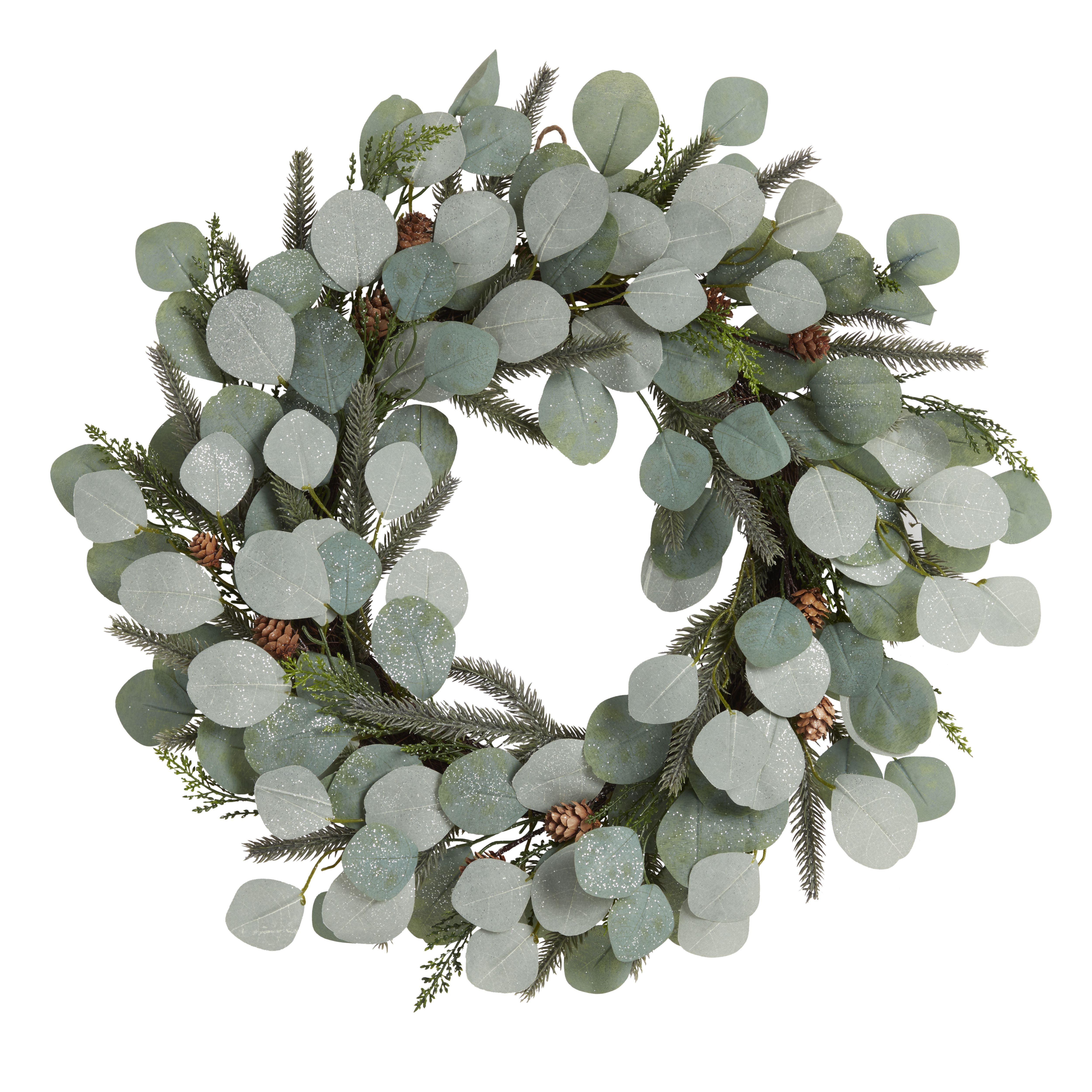50cm Modern glitter eucalyptus Christmas wreath DIY at B&Q
