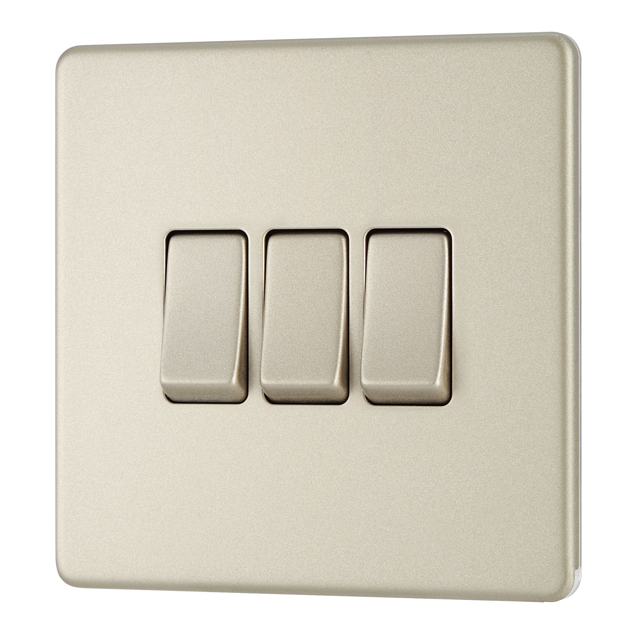 Colours 10A 2 way Polished nickel effect Triple Light Switch