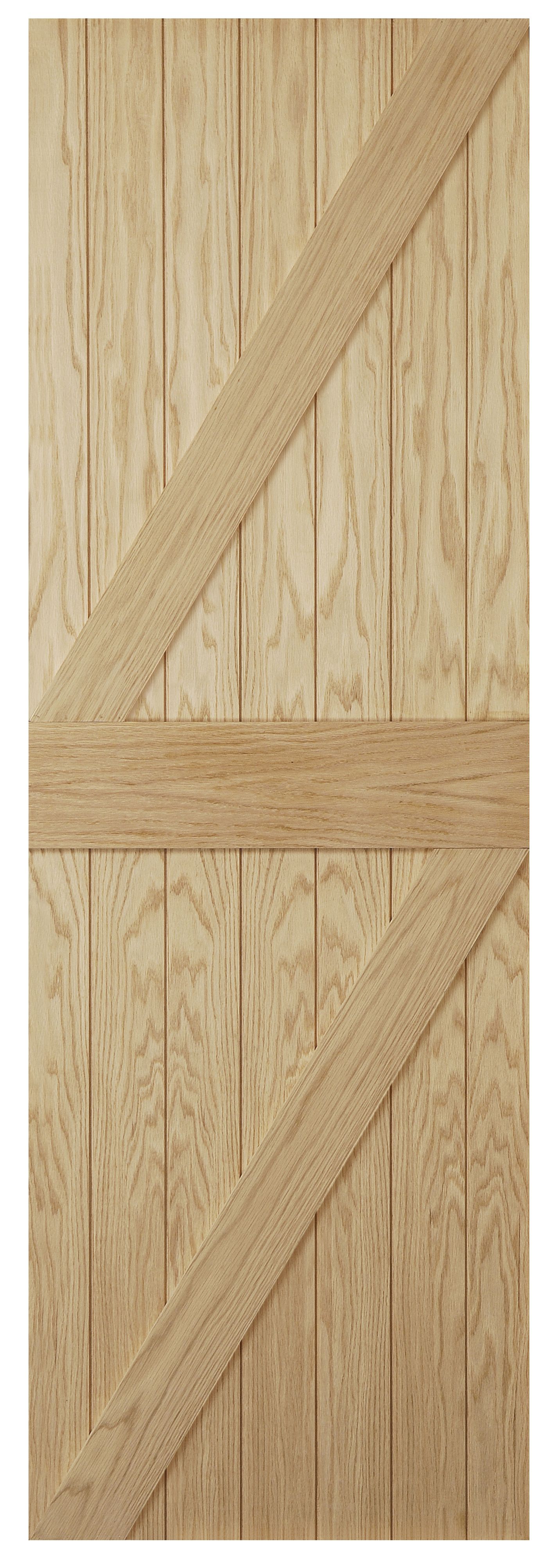 Ledged & braced Oak veneer Left & RHed Door, (H)1981mm (W)762mm