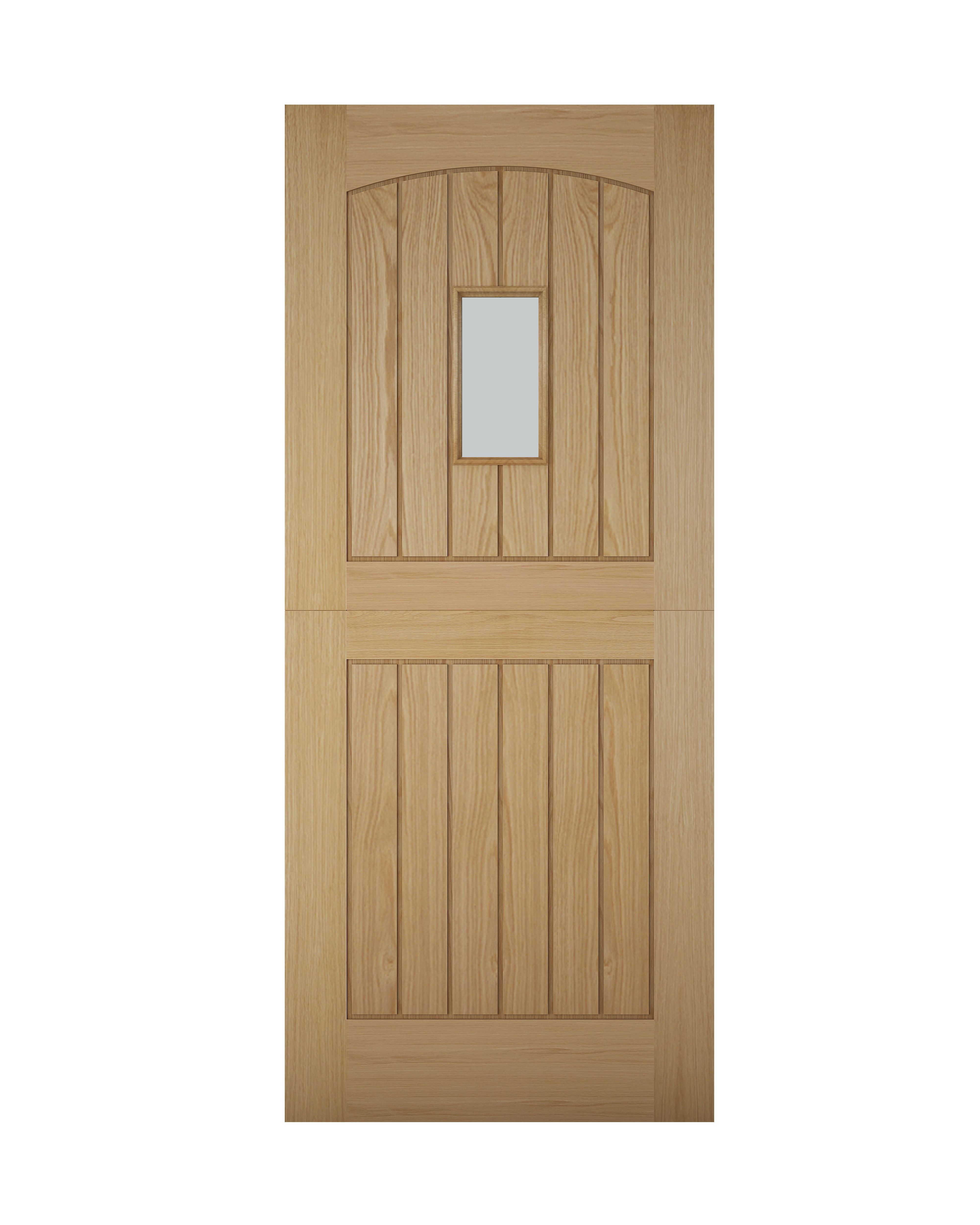 Stable 3 panel Glazed Cottage White oak veneer Left & RHed Front door, (H)2032mm (W)813mm