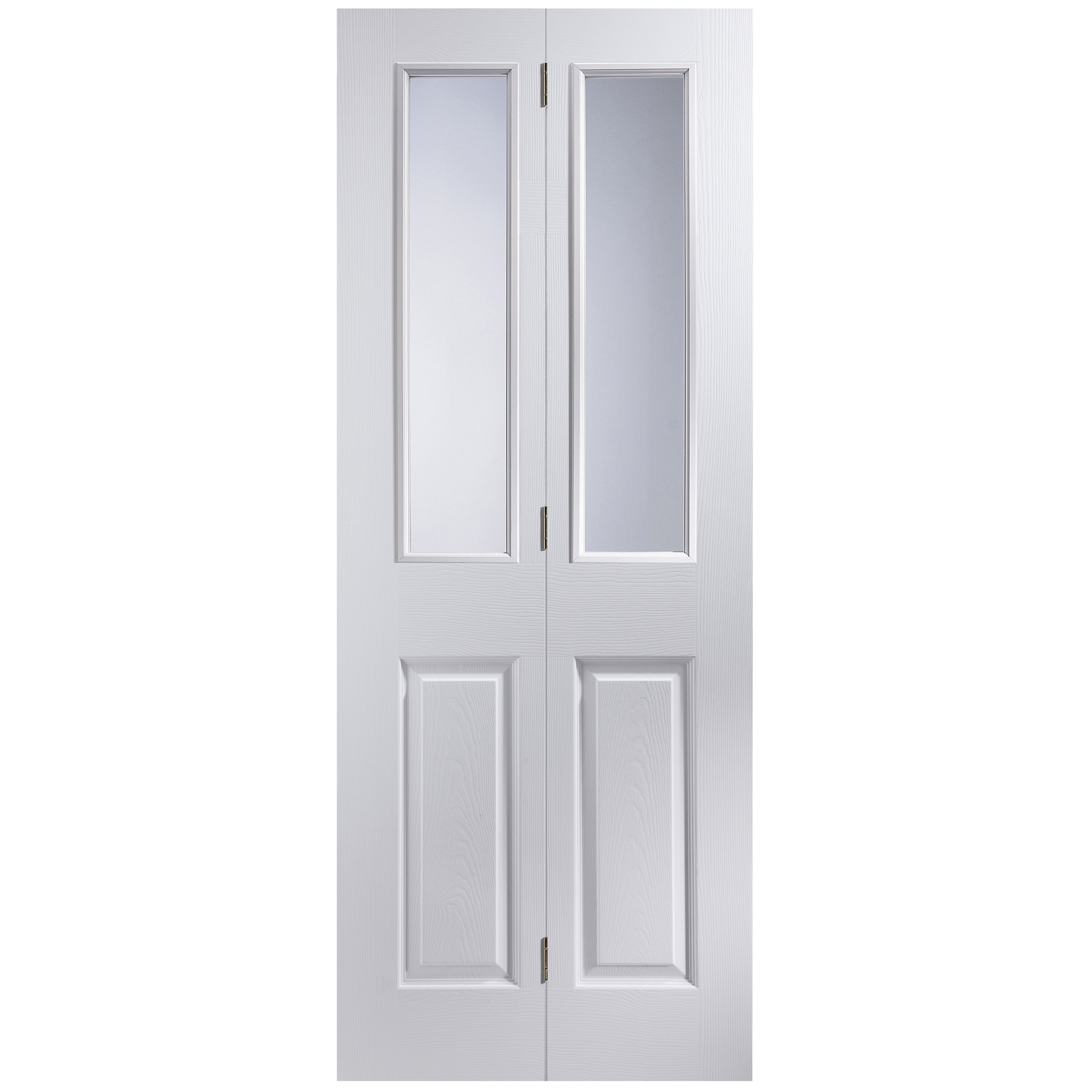 4 panel 2 Lite Primed Bi-fold Door set, (H)1950mm (W)750mm