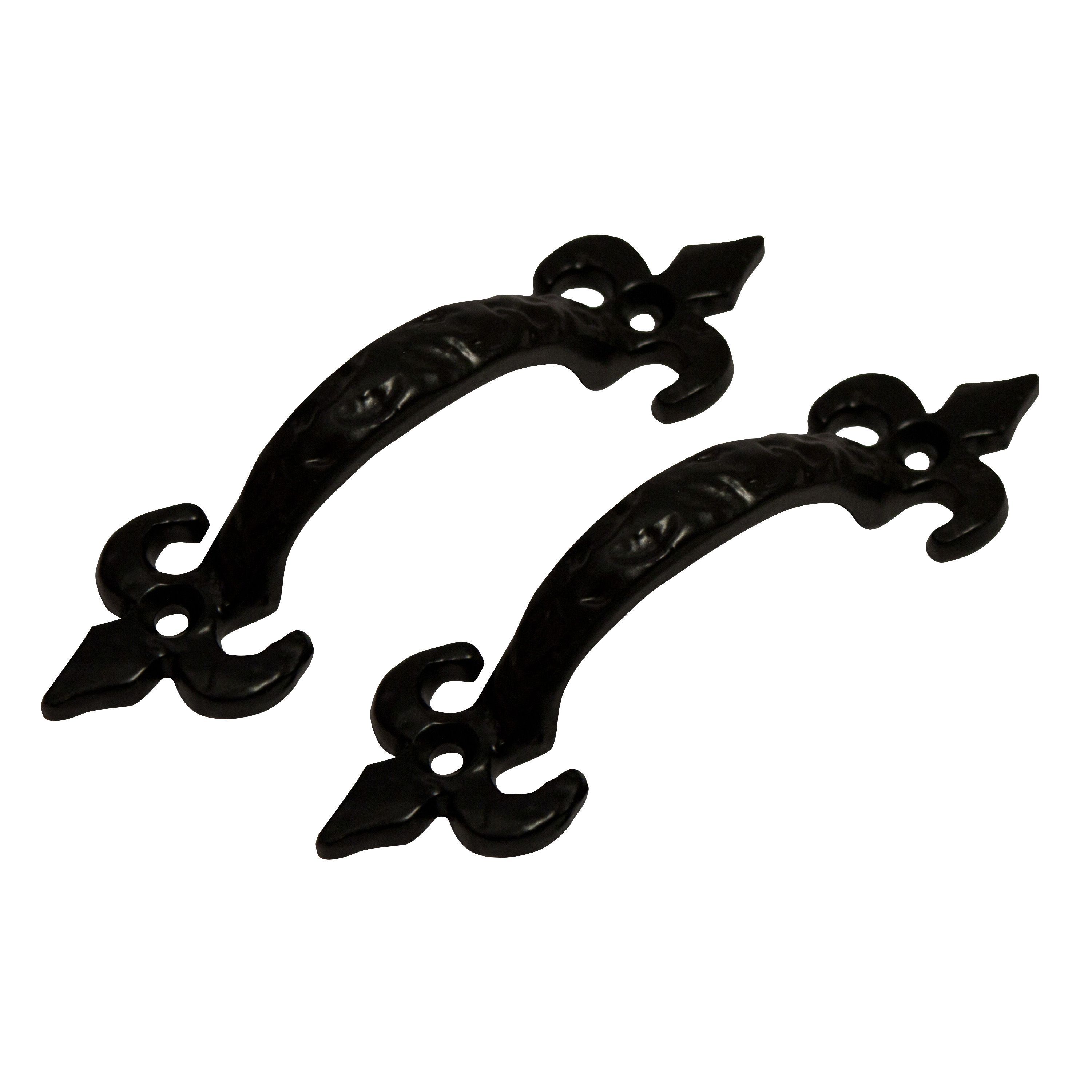 Blooma Black Antique effect Cast iron Gate Pull handle, Pack of 2