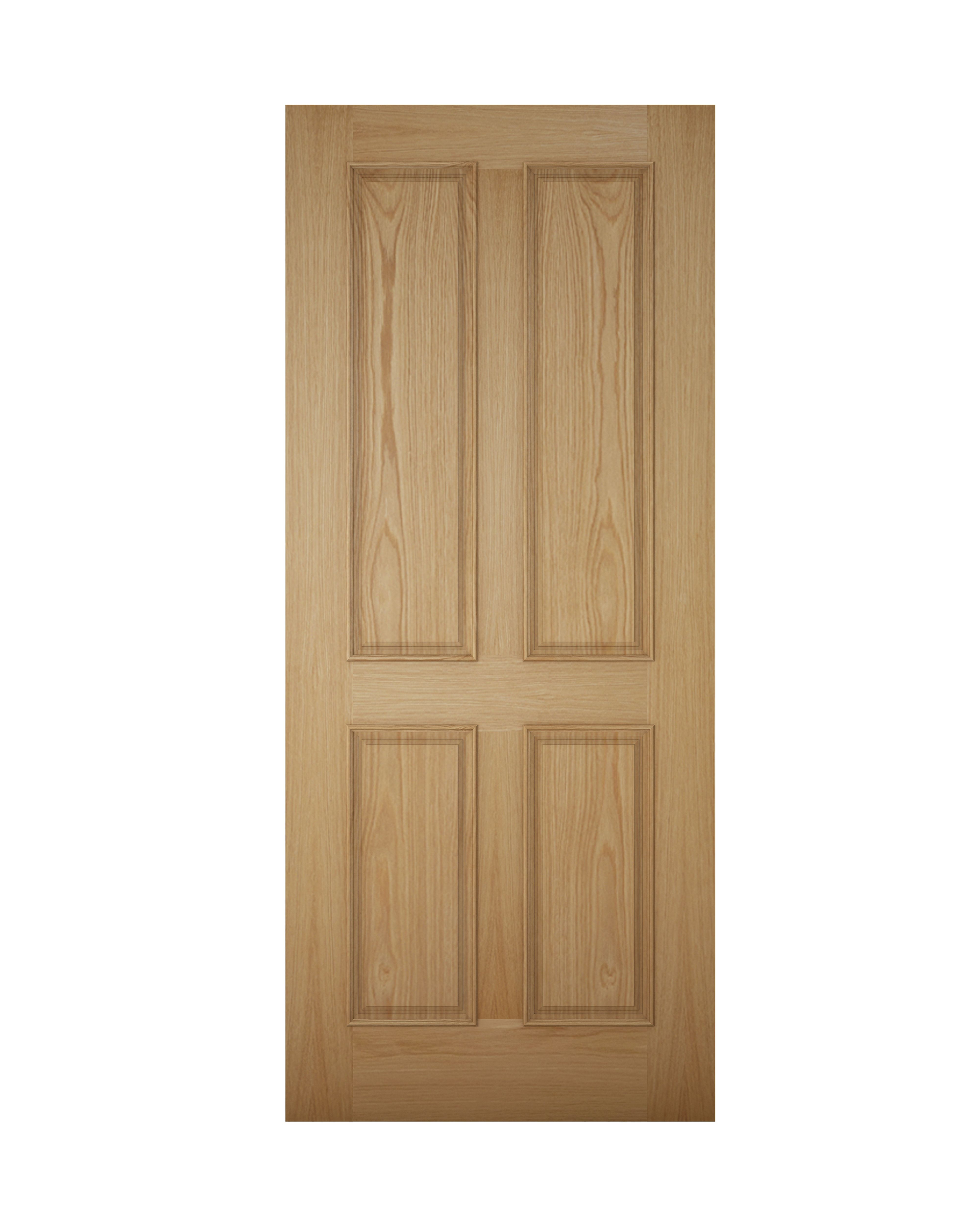 4 panel White oak veneer Left & RHed Front door, (H)1981mm (W)762mm