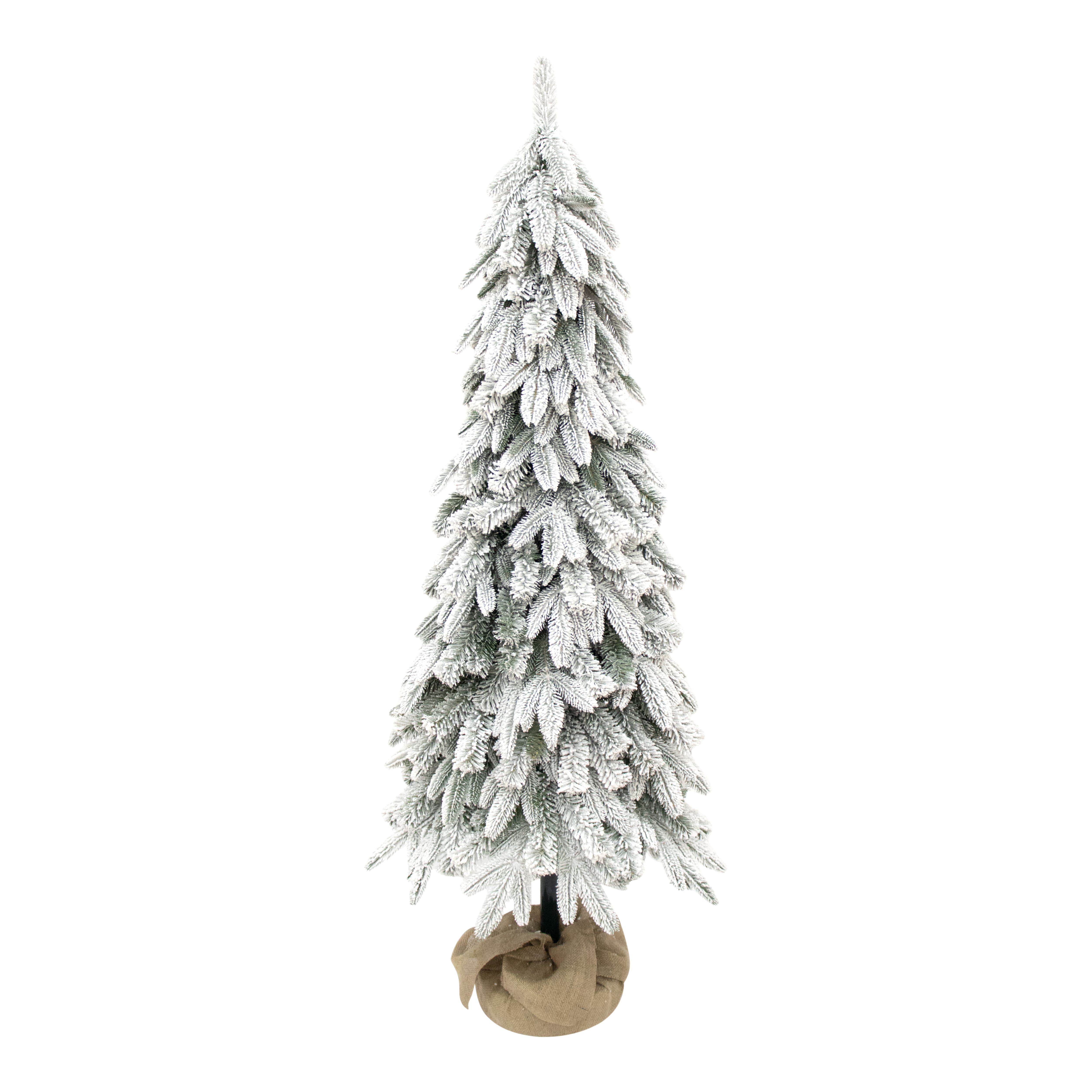 5ft Cranmore Green Frosted effect Wrapped Slim Artificial christmas tree