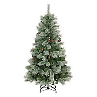 5ft Winterberg Cashmere tipped Mint green Glitter effect Hinged Full Artificial Christmas tree