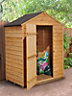 5x3 Apex Dip treated Overlap Golden brown Wooden Shed with floor