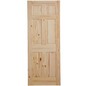 6 panel Clanrye Unglazed Knotty pine Internal Door, (H)1981mm (W)762mm (T)44mm