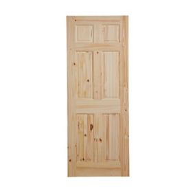 6 panel Clanrye Unglazed Knotty pine Internal Door, (H)2032mm (W)813mm (T)44mm