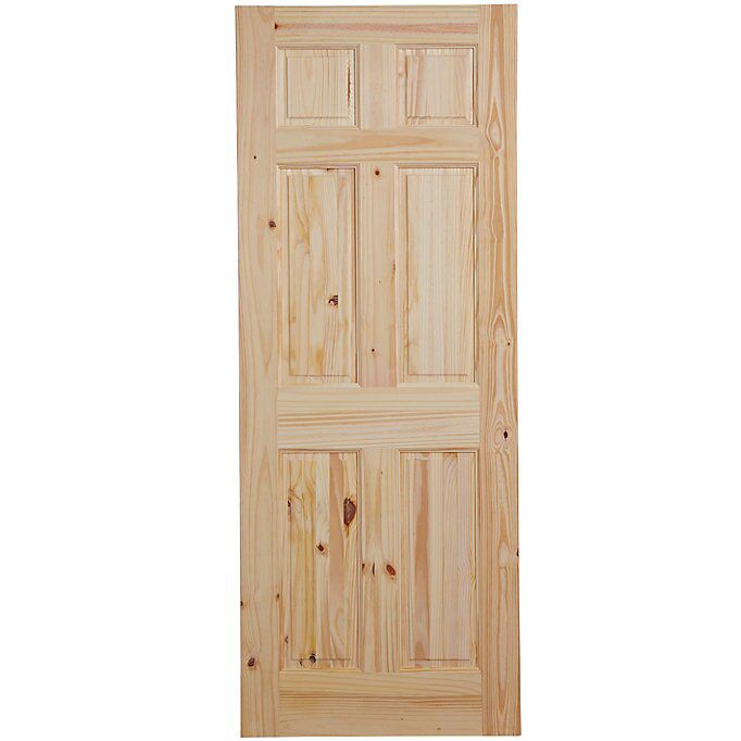 6 panel Clanrye Unglazed Victorian Internal Knotty pine Door, (H)1981mm (W)762mm (T)44mm