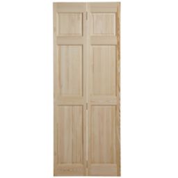 6 panel Clear pine Internal Bi-fold Door set, (H)1950mm (W)750mm