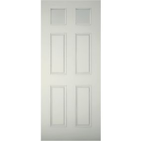 6 panel Frosted Glazed Primed White LH & RH External Front Door, (H)1981mm (W)762mm