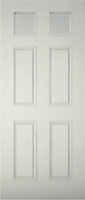 6 panel Frosted Glazed Primed White LH & RH External Front Door, (H)1981mm (W)838mm