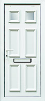 6 panel Frosted Glazed White External Front Door set, (H)2055mm (W)920mm