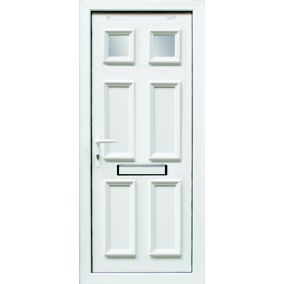6 panel Frosted Glazed White External Front Door set, (H)2055mm (W)920mm