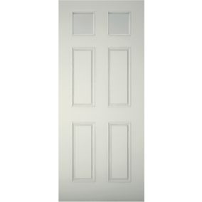 6 panel Frosted Glazed White LH & RH External Front door, (H)1981mm (W)838mm