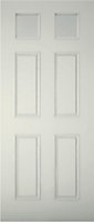 6 panel Frosted Glazed White LH & RH External Front Door set & letter plate, (H)2125mm (W)907mm