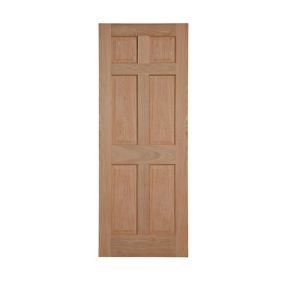 6 panel Irish Patterned Oak Internal Door, (H)1981mm (W)762mm (T)44mm