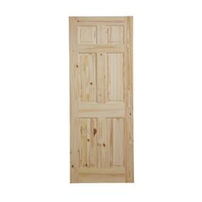 6 panel Knotty pine LH & RH Internal Door, (H)2040mm (W)826mm