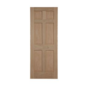 6 panel Oak veneer LH & RH Internal Door, (H)1981mm (W)838mm