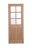 6 panel Patterned Glazed Internal Door, (H)1981mm (W)686mm (T)35mm