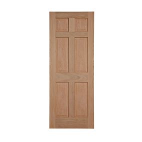 6 panel Patterned Unglazed Traditional Internal Oak Door, (H)1981mm (W)762mm (T)44mm