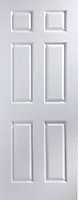 6 panel Patterned Unglazed White Woodgrain effect Internal Door, (H)1981mm (W)457mm (T)35mm