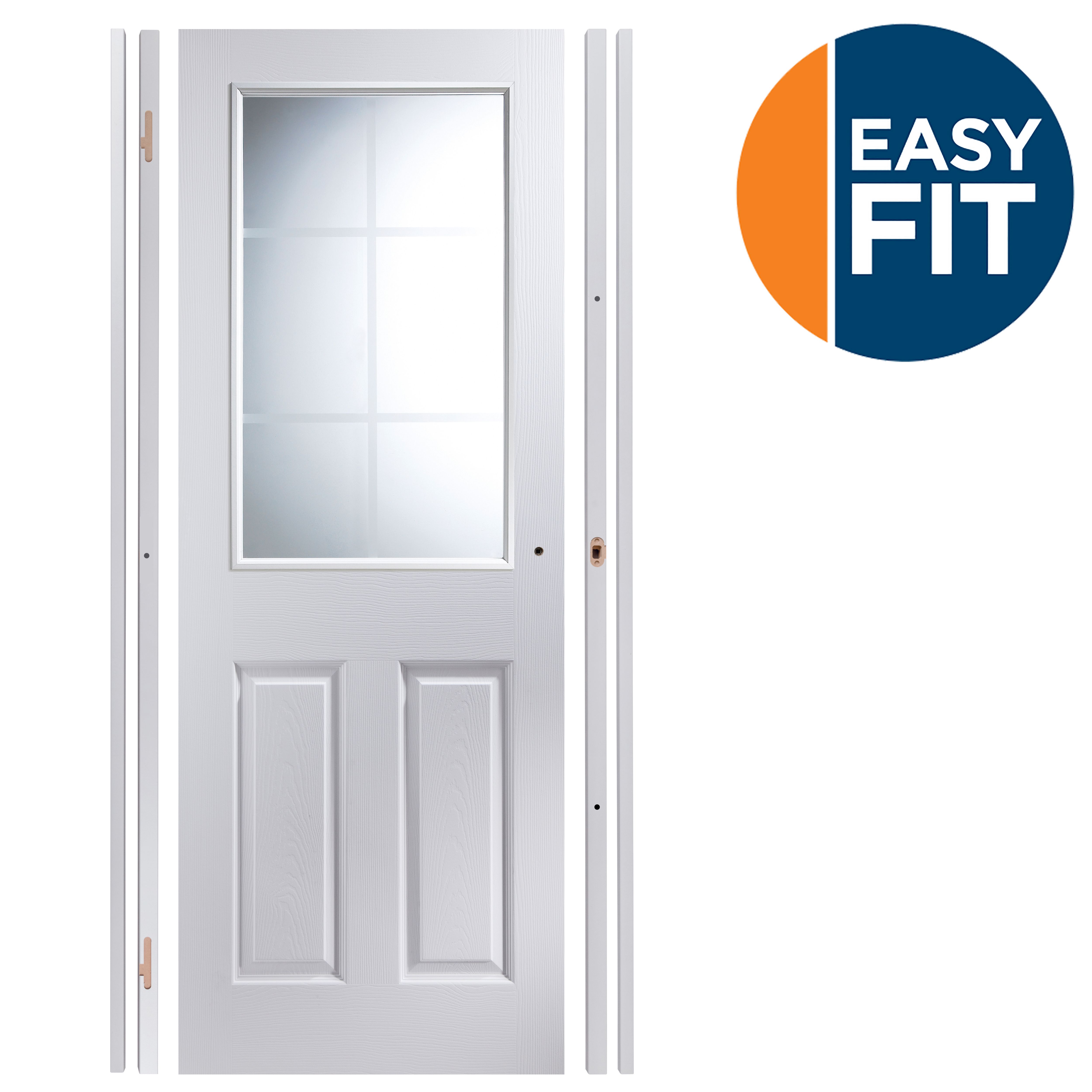 6 Panel Prepainted White Glazed Internal Door kit, For opening sizes