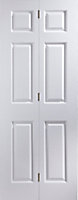 6 panel Primed White Woodgrain effect Internal Bi-fold Door set, (H)1950mm (W)750mm