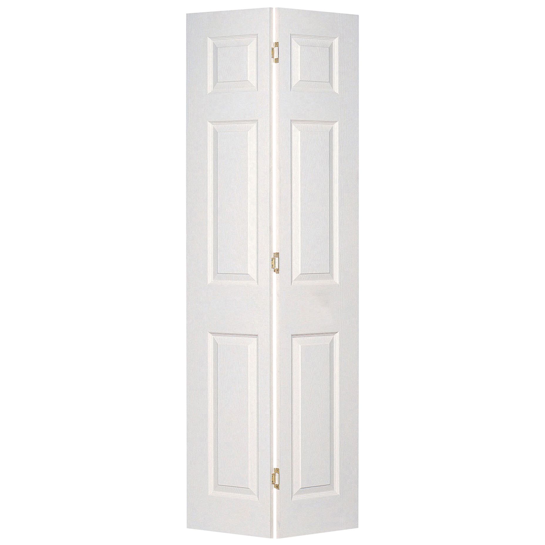 6 panel Primed White Woodgrain effect Internal Bifold Door set, (H