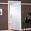 6 panel Primed White Woodgrain effect LH & RH Internal Fire Door, (H)1981mm (W)762mm