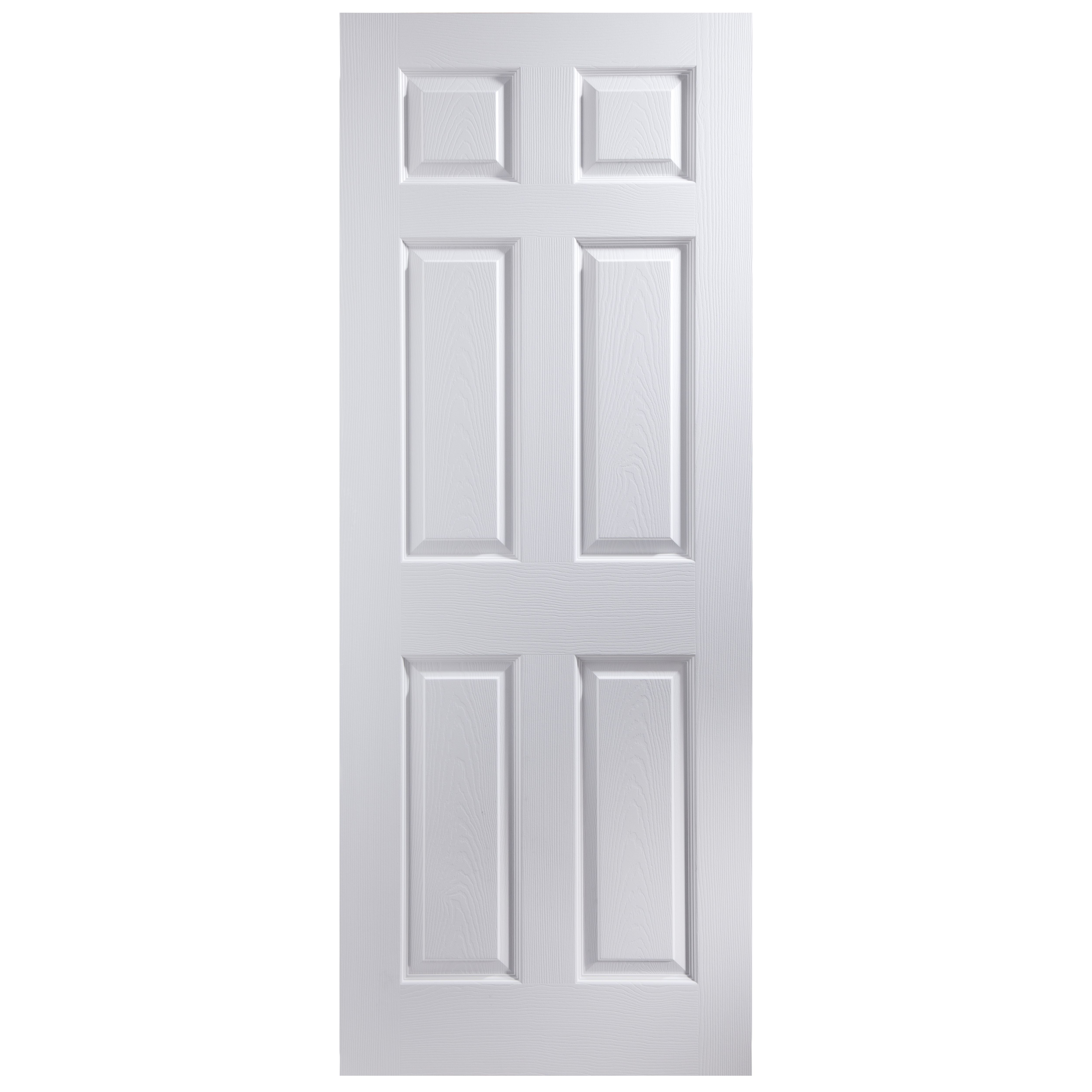 6 Panel Primed White Woodgrain Internal Fire Door, (H)1981mm (W)686mm ...