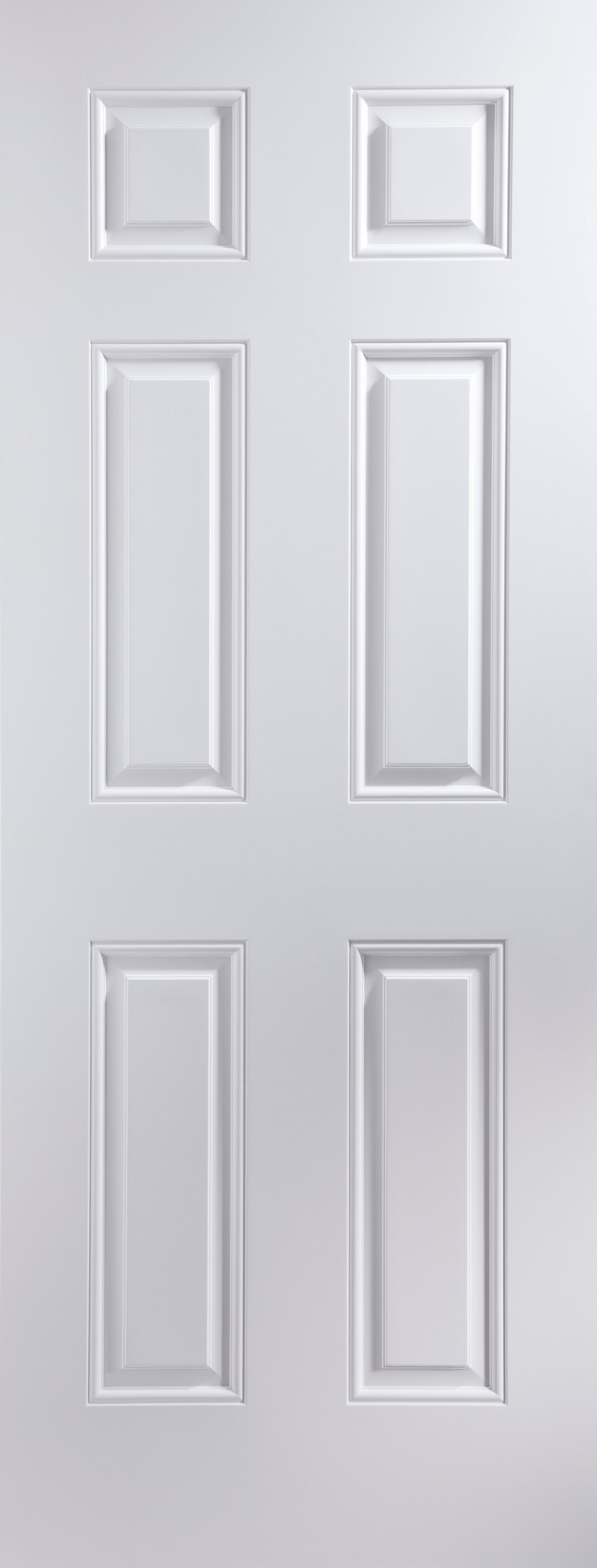 6 panel Unglazed Contemporary White Internal Door, (H)1981mm (W)762mm (T)35mm