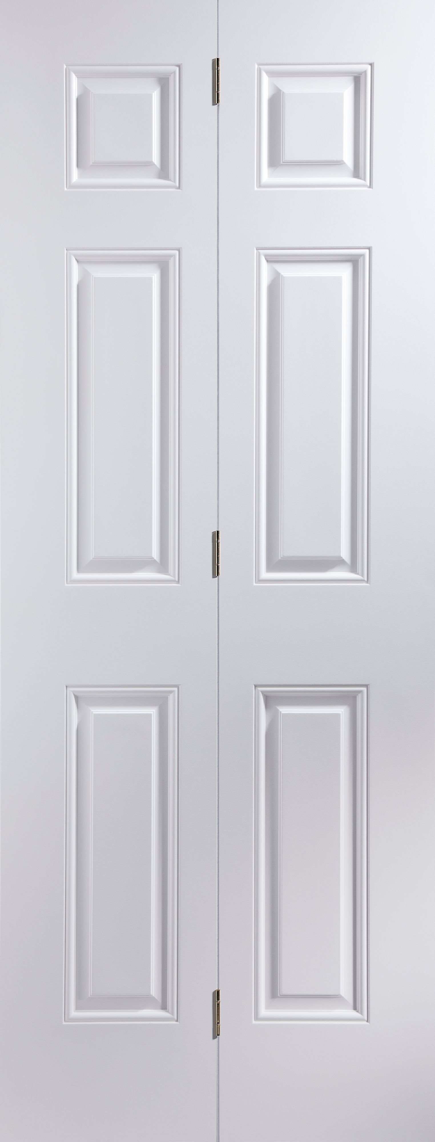 6 panel Unglazed Contemporary White Internal Folding Bi-fold Door set, (H)1950mm (W)595mm