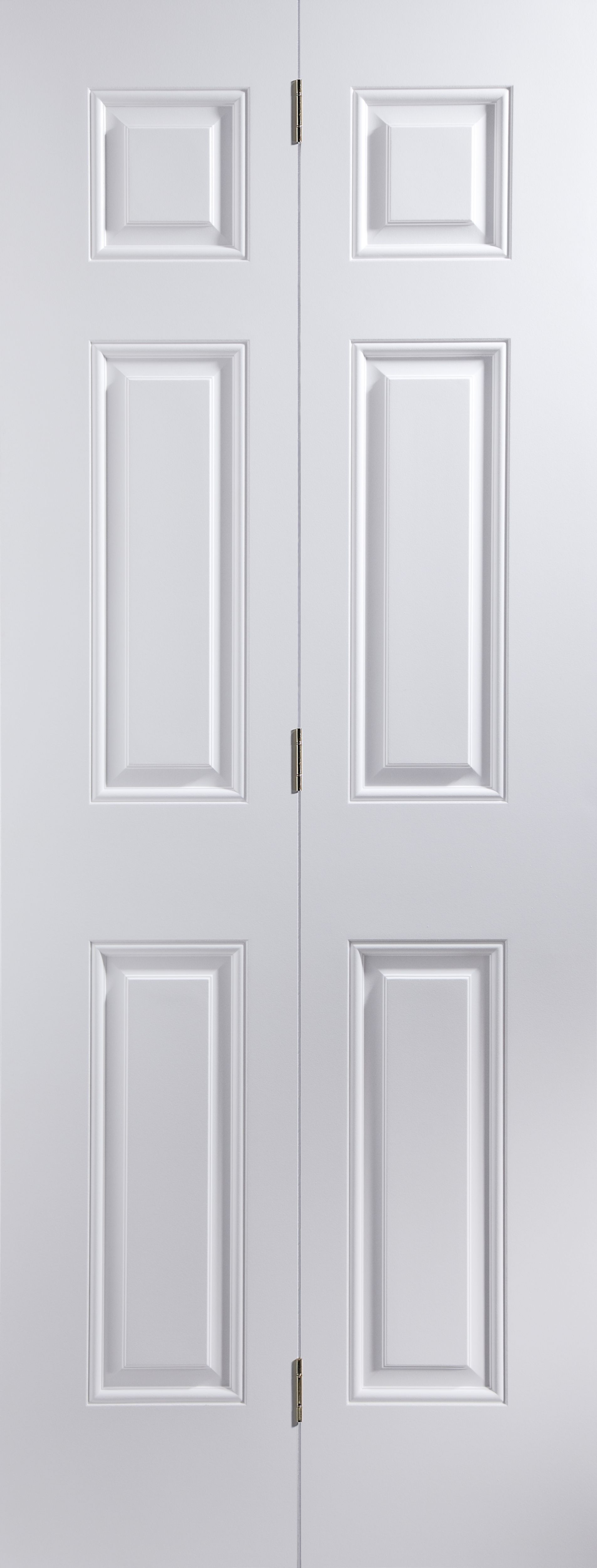 6 panel Unglazed Contemporary White Internal Folding Bi-fold Door set, (H)1950mm (W)750mm