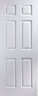 6 panel Unglazed Contemporary White Woodgrain effect Internal Door, (H)1981mm (W)533mm (T)35mm