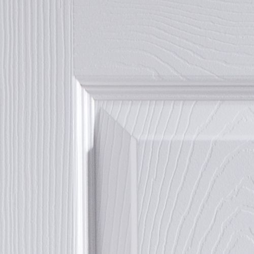 6 panel Unglazed Contemporary White Woodgrain effect Internal Door, (H)1981mm (W)610mm (T)35mm