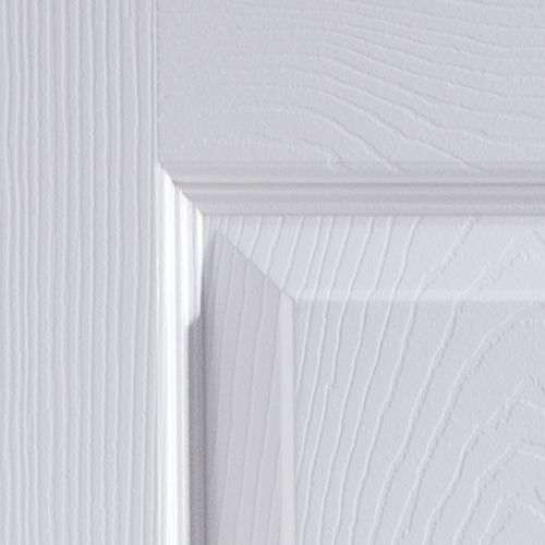 6 panel Unglazed Contemporary White Woodgrain effect Internal Door, (H)1981mm (W)838mm (T)35mm